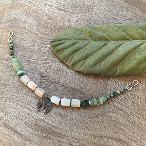 Chaîne de broche classique verte rétro à 2 rangs avec onyx vert, bijoux viking, collier celtique, bijoux tribaux, cadeau pour <span class=keywords><strong>vous</strong></span> - Product Image 4