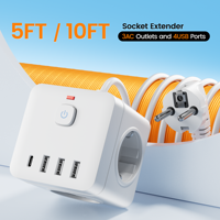 Multiprise OEM 1,5 m avec prises EU, rallonge électrique portable avec 3 ports USB et 1 port Type-C, 16A 250V