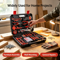 Ensemble d'outils ménagers tout-en-un économique, multi-tailles, avec mallette portable pour travaux de réparation et d'entretien domestiques