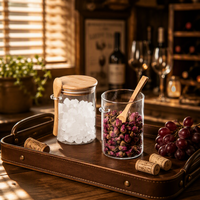 Premium ronde glazen voorraadpot met houten deksel en lepel voor koffie, thee, suiker, keuken, voorraadkast, luchtdicht