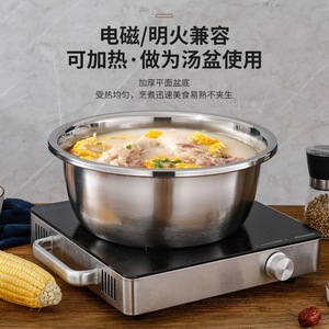 Bol à soupe en acier inoxydable, base épaisse, compatible avec les casseroles, usage polyvalent en cuisine - Product Image 1