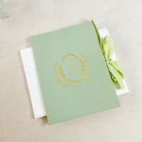 Ensemble de cartes d'invitation de mariage personnalisables en acrylique vert clair, style européen, avec impression dorée, papeterie de cérémonie