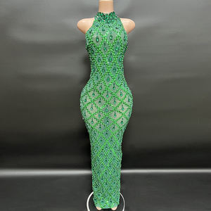 Robe de minuit bleu maille diamant robe femmes élégantes dames robes pour invité de <span class=keywords><strong>mariage</strong></span> - Product Image 1