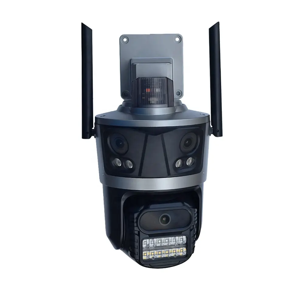 Caméra de vidéosurveillance WiFi sans fil à trois écrans AI 2MP 4MP 8MP double triple objectif iCSee PTZ caméra de sécurité réseau pour la Construction à domicile