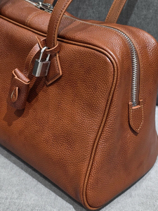 Sac Boston Classique Vintage en Cuir de <span class=keywords><strong>Vachette</strong></span> avec Fermeture Éclair, Polyvalent, Portable et Pratique pour le Quotidien, les Affaires et les Trajets Quotidiens – Sac pour Femme - Product Image 4