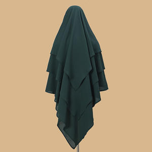Nouvelle couleur unie décontracté en mousseline de soie lâche Khimar 3 Voile en gros dubaï turquie étendu élargi trois couches Khimar Styles Abaya - Product Image 2