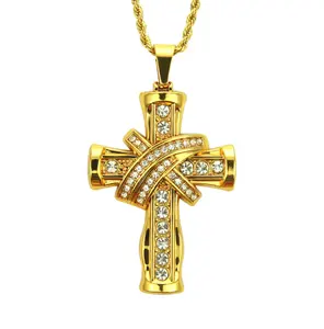 Мужская бижутерия, ожерелье с каменным крестом в стиле хип-хоп, ожерелья budda