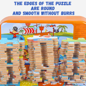 Toddler 60 Pieces Wooden Puzzle Toys for <strong>Kids</strong> Cartoon Animal Metal Box Wooden Jigsaw Puzzles Baby Educational Toy - Product Image 2