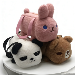 Customized Aesthetic plush bunny bag, Cozy plush panda shoulder bag, Minimalist animal plush purse, <b>Cute</b> teddy <b>bear</b> plush - Product Image 1