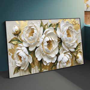 Grande toile murale abstraite avec <span class=keywords><strong>fleurs</strong></span> dorées, impression sur toile pour la décoration de la maison - Product Image 1