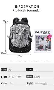 กระเป๋าเป้สะพายหลังลายแพะฮาโลวีน 3 มิติ หนัง PU สำหรับผู้ชายและผู้หญิง  บุด้วยไนลอนนุ่ม ปิดด้วยซิป  ตกแต่งด้วยตัวการ์ตูน - Product Image 4