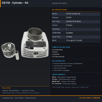 Kit Cylindre Amélioré CG150 avec Segment de Piston Usiné CNC Inclus pour Moteur de Quad Commande en Gros