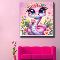 Peinture Diamant Serpent avec Fleurs et Papillons, Peinture Diamant Personnalisée Effet Poussière de Fée, Cadeaux Artistiques DIY ASF2994