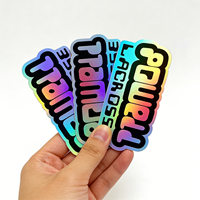 Pegatinas Holográficas Personalizadas con Efecto Holográfico, Impermeables, de Dibujos Animados, Decoración Individual, Regalo, Vinilo PVC, Marca Superior PT