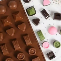 Verfijnde siliconen chocolade mal van voedingskwaliteit, diverse vormen (hart, vierkant, rond), DIY snoep- en gelei-vorm voor zelfgemaakte DIY bakwerk