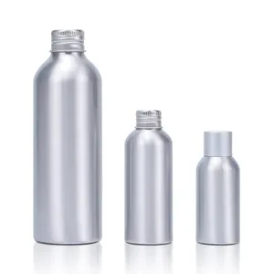Empty Aluminum Cosmetic Packaging Lotion Bottle Metal Packaging 100ml 300ml 400ml 500ml Silver Alum Bottle With Screw Lid