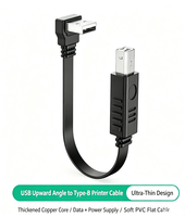 Kabel Printer USB Pendek 90 Derajat USB 2.0 Tipe A ke B Kabel Datar Pendek untuk Printer USB