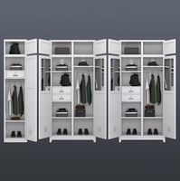Armoire de rangement en acier à 4 portes avec compartiments, trou d'aération, serrure à clé, revêtement en poudre électrostatique, structure métallique démontable
