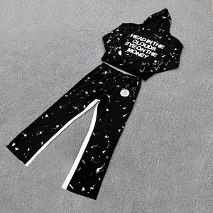 Sweat à capuche personnalisé imprimé bouffant Gallery Pantalon de survêtement évasé décontracté Pantalon de survêtement à taille élastique pour homme Pantalon de survêtement empilé pour homme - Product Image 3