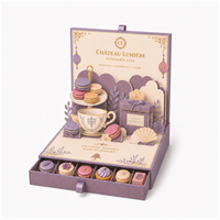 Boîte cadeau rigide 3D personnalisée en gros, style tiroir, emballage en papier pour macarons, chocolats, desserts, confiseries