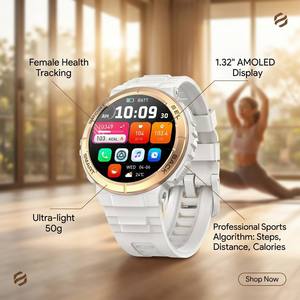 Montre connectée pour <span class=keywords><strong>femme</strong></span> K73, fabricant OEM ODM, écran AMOLED 1,32 pouces, suivi <span class=keywords><strong>de</strong></span> <span class=keywords><strong>la</strong></span> santé, plus <span class=keywords><strong>de</strong></span> 100 modes sportifs. - Product Image 4