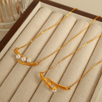 Collier pendentif minimaliste en acier inoxydable plaqué or 18 carats, anti-ternissement, avec chaîne à maillons imitation perles, idéal pour les soirées