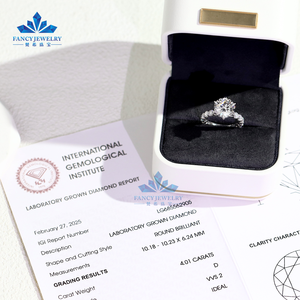 Igi-gecertificeerde CVD HPHT laboratorium gekweekte diamanten 14K/18K massief goud/witgoud verlovingsringen voor dames/heren - Product Image 6