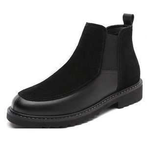 Bottines Chelsea en cuir véritable imperméables pour homme avec doublure en polaire, design haut de gamme - Bottines d'hiver tendance - Product Image 6