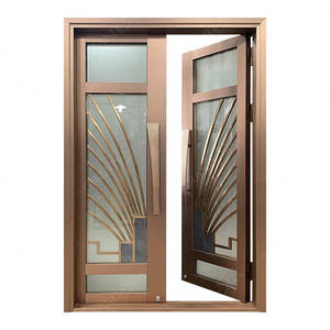 Puerta de Villa de gran tamaño de buena calidad, diseño de bisagra resistente de aleación de aluminio, puertas modernas de acero inoxidable para residencia - Product Image 2