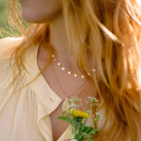 Collier pendentif disque martelé en acier inoxydable 316L plaqué or 18 carats PVD, style bohème, pour superposition, étanche