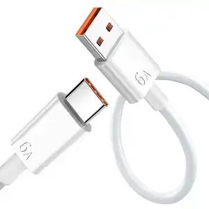 Kabel Data pengisian daya, kabel Data Super cepat, transmisi tipe-c 66W 6A, kabel Data USB, pengisian daya cepat, untuk ponsel Huawei Xiaomi