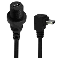 Câble USB coaxial optique étanche mâle-femelle vers Mini 5P avec gaine en PVC pour montage encastré sur tableau de bord de voiture, bateau, moto