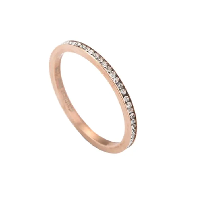 Mulheres noivado anéis CZ pedra 18k ouro rosa titânio anel casamento banda