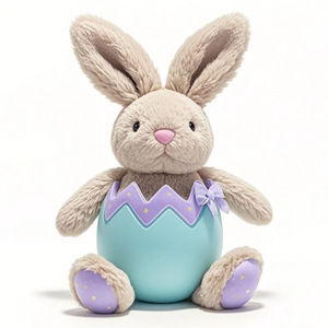 OEM ODM coniglio seduto sulla decorazione a guscio d'uovo colorato pasqua carino fatto a mano giocattolo di peluche di vendita caldo personalizzato - Product Image 1