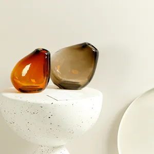 RYLAVA Nordic Modern Art Solid Color Luxury Crystal Glass Flower Vase Wedding Table Decoration