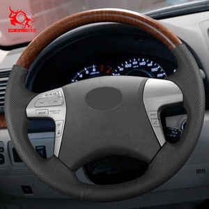 ที่หุ้มพวงมาลัยไม้แบบเย็บด้วยมือสำหรับรถยนต์ <span class=keywords><strong>Toyota</strong></span> HILUX Invincible Camry aurion <span class=keywords><strong>2010</strong></span> 2014 - Product Image 6