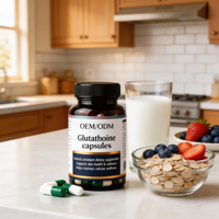 Capsules de glutathion végétalien réduit 500 mg, complément éclaircissant pour la peau, vente en gros, L-glutathion, fabricant OEM, marque privée