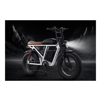 Vélo électrique à pneus larges de 20 pouces, 48V 400W RXS, double suspension, 7 vitesses, pour adultes, neige, plage, tout-terrain, rétro, noir et blanc