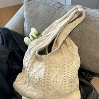 Tas Selempang Rajut Wanita, Tas Pantai Musim Panas, Tas Tangan Boho Kasual, Dompet Liburan, Buatan Cina, Tanpa Penutup