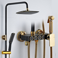 Colonne de douche intelligente moderne en laiton noir chromé avec robinets