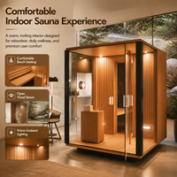 Cabine de sauna en bois de luxe, sauna intérieur moderne avec façade en verre, sauna autoportant pour la maison et l'hôtel