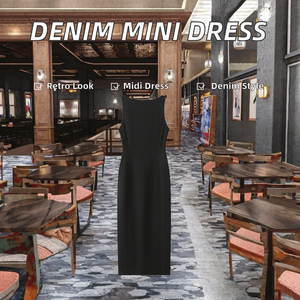 Vestido Midi Negro sin Tirantes para Mujer, Ajustado, sin Mangas, Casual, de Color Sólido, Tejido de Poliéster, para Uso Diario en Todas las Temporadas - Product Image 2