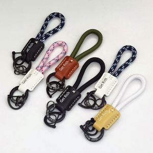 Wholesale Genuine Leather Car Keychain <b>for</b> Gifts Handmade Luxury <b>Key</b> Ring Woven Rope with Custom Logo Pendant Anti-Loss <b>Lanyard</b> - Product Image 1