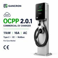 Chargeur EV commercial GANCRON OCPP T2S 11kW 16A AC Wallbox avec OCPP 2.0.1 Type 2 CE pour voiture Euro