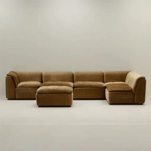 Divano Modulare Stile <span class=keywords><strong>Vintage</strong></span> Melard per Piccoli/Grandi Appartamenti in Tessuto Vellutato Tre Posti Mobile Angolare Imbottito in Spugna - Product Image 1