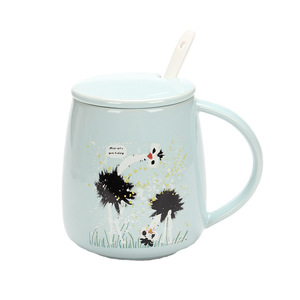 Customized creative ostrich print <b>cup</b>, <b>large</b> capacity coffee <b>cup</b>, high-value household ceramic <b>cup</b>, simple water <b>cup</b> with lid - Product Image 2