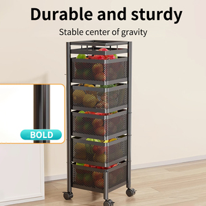 Panier de <span class=keywords><strong>rangement</strong></span> pivotant à 5 couches <span class=keywords><strong>Cube</strong></span> de <span class=keywords><strong>rangement</strong></span> de <span class=keywords><strong>cuisine</strong></span> en métal empilable pour fruits et légumes pour organiser le chariot à fruits - Product Image 5