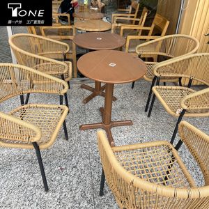Silla de Ratán para Exteriores, Silla con Respaldo, Muebles de Hierro, Mesa y Silla para Exteriores, Patio, Terraza, Balcón, Exterior - Product Image 3