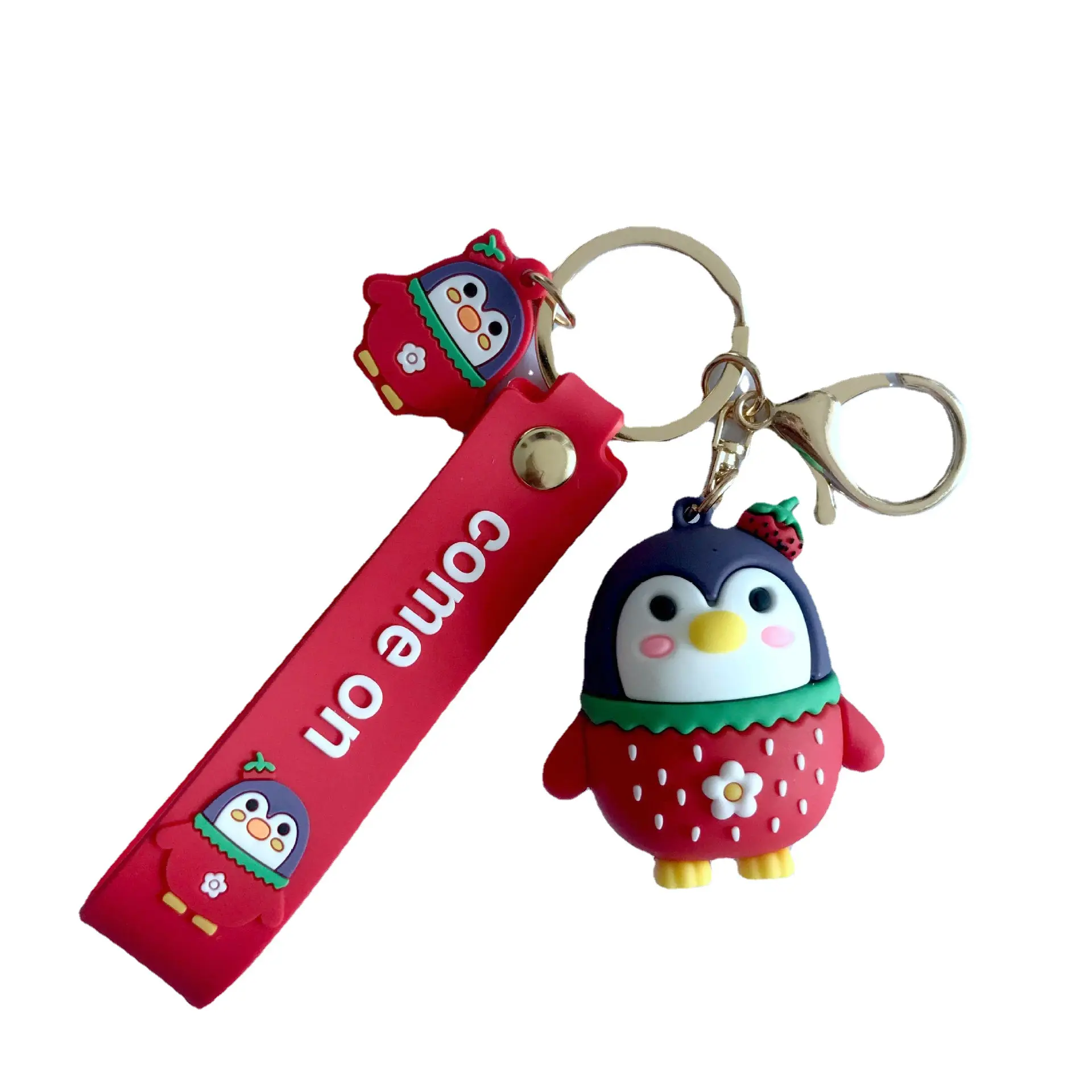 Creative new cute penguin key chain bell key chain circle cartoon animation schoolbag pendant small commodity