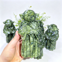 Offre Spéciale : Sculpture Artisanale en Jade Vert Xiuyan, Figurine de Dessin Animé, Pierre de Guérison Polie, Décoration d'Intérieur